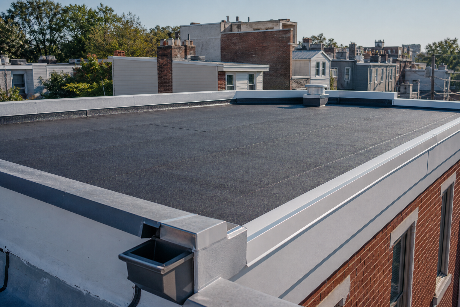 Finished Philadelphia flat roof with carefully sealed edges